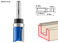 Фреза пазовая прямая с верхним подшипником, хвостовик 8мм, 19x26мм ЗУБР