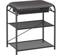 Подставка для обуви "Гранада 13В_НБК" с сиденьем, с ящиком черный, нубук