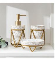 Набор для ванной 3пр., "Геометрика” (мыльница, дозатор для мыла, стакан), цвет белый 5459645