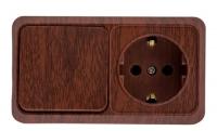 Блок розетка-выключатель ОУ Quadro 2-701-10 гориз. 10(16)А-250В IP20 венге Intro 1979