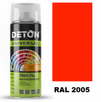 Эмаль акриловая оранжевая флуоресцентная RAL 2005 аэро 520мл DETON 