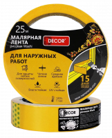 Лента малярная DECOR, 9мм*25м оранжевая, для наружн. работ