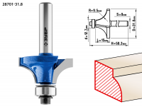 Фреза кромочная калевочная №1, 31,8х16мм ЗУБР