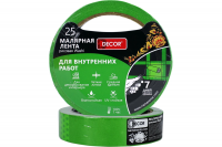 Лента малярная DECOR, 25мм*25м зеленая, для внутр. работ