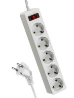 Удлинитель с сетевым фильтром 5х5м с заземл. 10А IP20 2.2кВт 3х0,75 индикатор сети бел. Космос