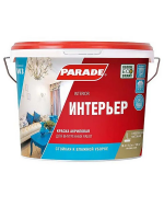 Краска PARADE W3 Интерьер акриловая белая матовая 9л.