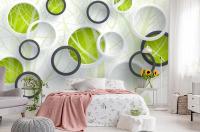 3D Фотообои «Объемные зеленые круги» Песок 200*240