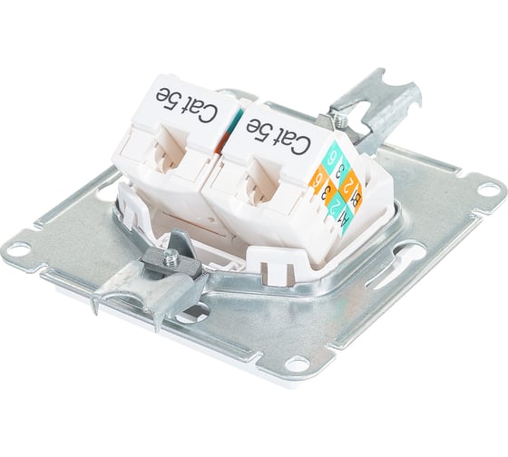 Розетка 2-м ATLASDESIGN компьютерная RJ 45+ RJ 45 белый ATN000185