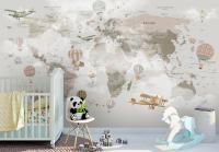 3D Фотообои «Детская туманная карта» Песок 300*270