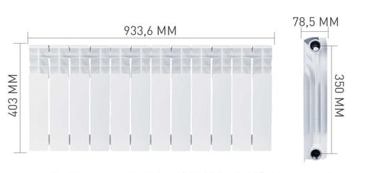Радиатор биметаллический Oasis Eco 350/80 12 секций 