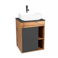 Тумба "Бостон" 1 ств со столешницей L56 подвесная графит 500x560x636 VIANT