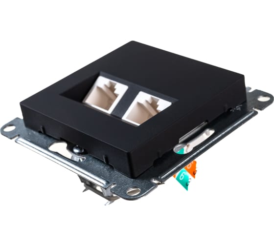 Розетка 2-м ATLASDESIGN компьютерная RJ 45 карбон ATN001085