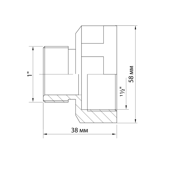 Переходник 1 1/2'' - 1'' вн/нар VRT® никель