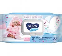 Салфетки влажные Aura Ultra Comfort, детский, гипоаллергенные, без спирта, 100 шт
