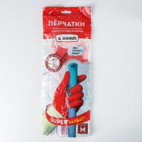Перчатки хоз. латексные сверхпрочный (M) (красный+белый) 
