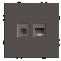 Розетка TV + компьютерная RJ-45 (механизм), серия Эмили, RST00-5106-09, антрацит, soft touch