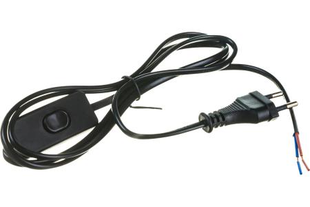 Сетевой шнур с вилкой и выключателем UCX-C10/02A-170 BLACK, 2A, 500Вт, 1,7 м, черный ТМ Uniel 