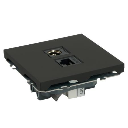 Розетка TV + компьютерная RJ-45 (механизм), серия Эмили, RST00-5106-05, платиново-серый, soft touch
