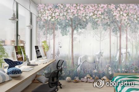 3D Фотообои «Лошади в цветущем саду» Песок 