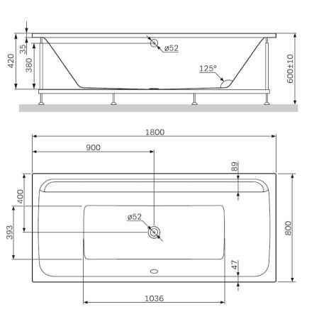 Ванна акриловая Am.Pm W52A-180-080W-A Inspire V2.0 180x80см