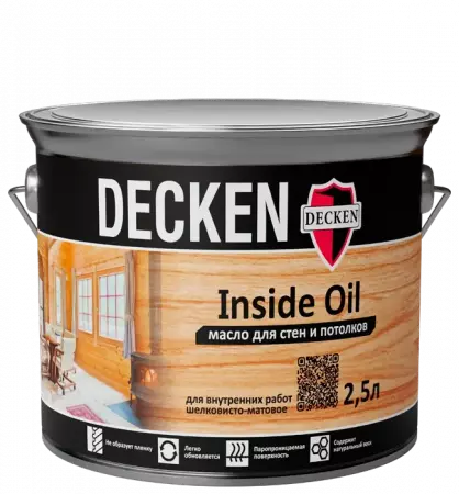 Масло для стен и потолков DECKEN Inside Oil/Spice бесцветное/2,5 л