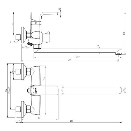 Смеситель для ванны LEMARK LM7251BL URSUS черный(длинный излив)