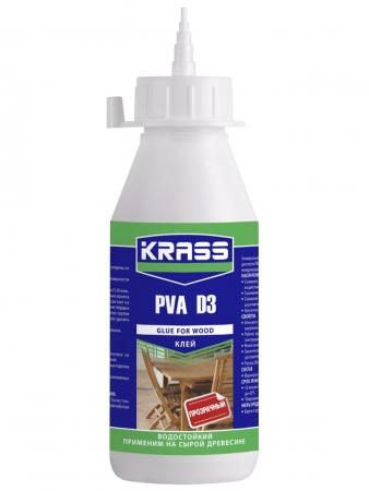 Клей KRASS PVA D3 для древесины водостойкий Белый 0,5л.