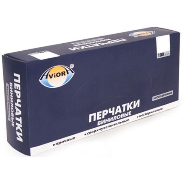 Перчатки виниловые, неопудренные прозрачные размер XL AVIORA (100шт)