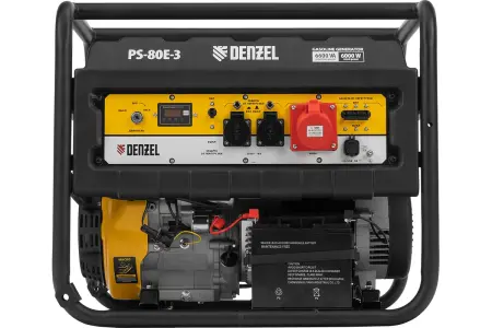 Генератор бензиновый PS-80E-3, 6,6 кВт, 400В, 25 л, электростартер// Denzel