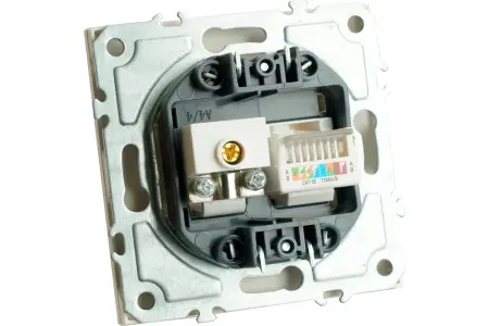 Розетка TV + компьютерная RJ-45 (механизм), серия Эмили, RST00-5106-01, белый фарфор, soft touch