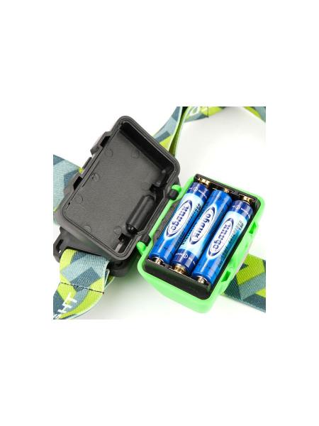 Фонарь налобный 2033 Облик (3xR03) 1св/д СОВ 5W (2101т), зел./пластик, 4 режима(красный, мерцание)