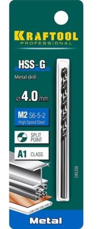 Сверло по металлу HSS-G, сталь М2(S6-5-2) HSS-G 4.0х75мм KRAFTOOL