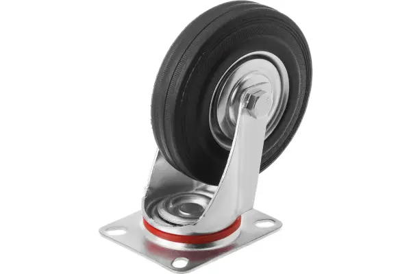 Колесо поворотное на площадке 125 мм серая резина 