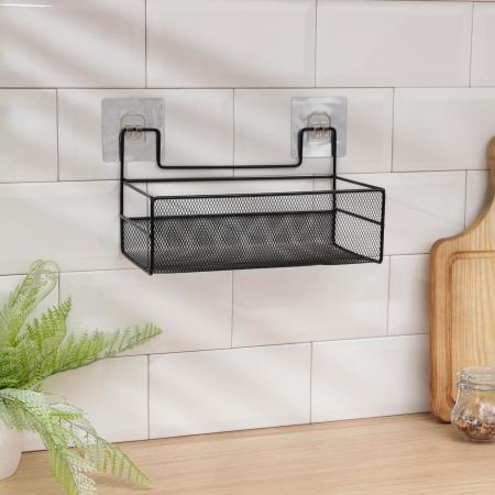 Полка на присосках 26х13,5х13,5см, цвет чёрный 6912532