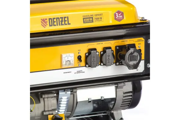 Генератор бензиновый GE-8900, 8,5 кВт, 220В/50Гц, 25 л, ручной старт// Denzel