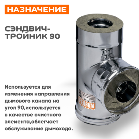 Сэндвич-тройник 90° ( 430/ 0,8) ф200х280 нерж+оц