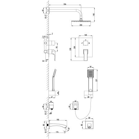 Смеситель для ванной LEMARK LM4522C ЮНИТ встриваемый