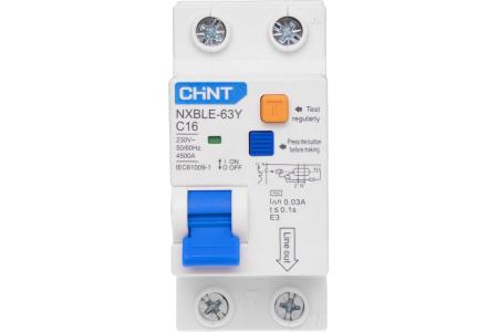 Выкл. диф. тока 1п+N C 16А 30мА эл. тип AC 4.5кА NXBLE-63Y CHINT