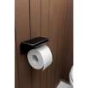 Держатель для туалетной бумаги с полочкой 6,5*16x11,5 см, цвет черный 