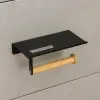 Держатель для туалетной бумаги с полочкой BAMBOO, 18х9,7х7,5см, цвет чёрный