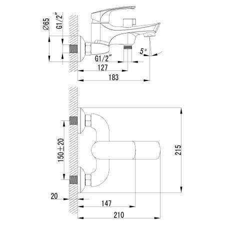 Смеситель для ванной LEMARK LM1712C plus SHAPE хром