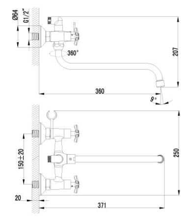Смеситель для ванной LEMARK LM6541С Партнер хром