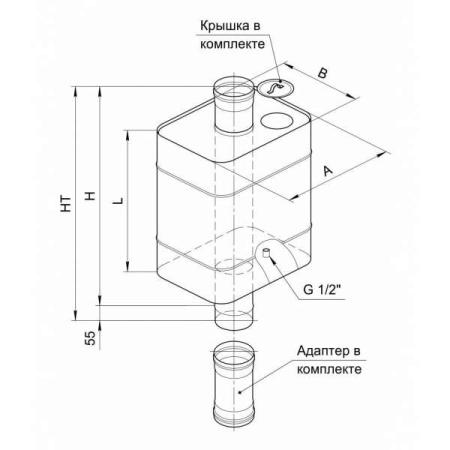 Бак "Эльтон" прямоугольный на трубе 73л (201/1.0) ф115 