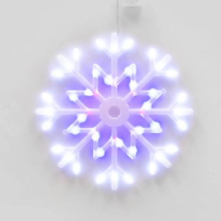 Фигура светодиодная "Снежинка", 48 светодиодов, 40x40см, подвесная, белый свет. Провод прозрачный. 