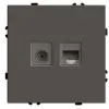 Розетка TV + компьютерная RJ-45 (механизм), серия Эмили, RST00-5106-09, антрацит, soft touch