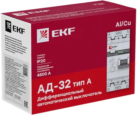 Диф.автомат АД-32 1P+N 32А 30mA EKF DA32-32-30-pro