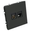 Розетка TV + компьютерная RJ-45 (механизм), серия Эмили, RST00-5106-05, платиново-серый, soft touch