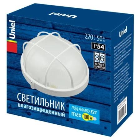 UWL-R02-100W/E27 IP54 WHITE Круг/Решетка Светильник влагозащищ. под лампу Е27
