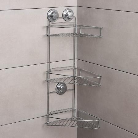 Полка Ассоопа А11473-3, угловая, тройная, на вакуумных присосках, хром 2619264