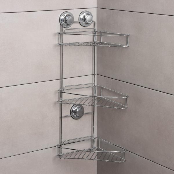 Полка Ассоопа А11473-3, угловая, тройная, на вакуумных присосках, хром 2619264